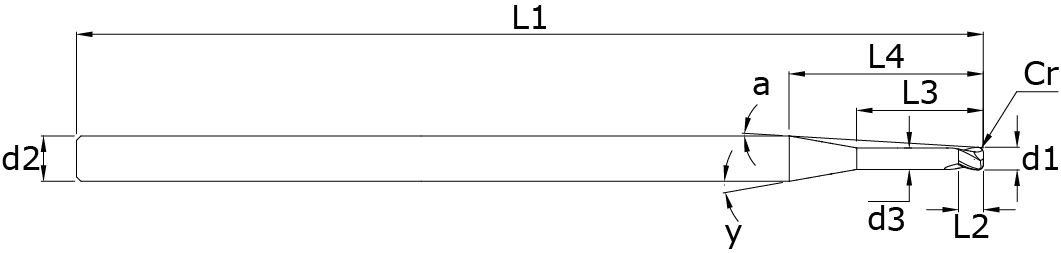 VHM - Schaftfräser mit Eckenradius - Alu Mini Lang