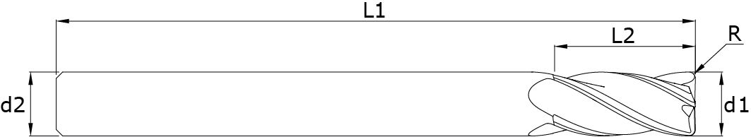 VHM - Schaftfräser mit Eckenradius - Lang