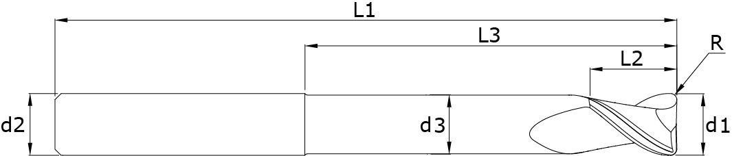 VHM - Schaftfräser mit Eckenradius - Almold Lang