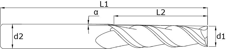 Solid carbide conical end millls - Taper