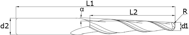 Solid carbide conical ball nose end millls - Taper