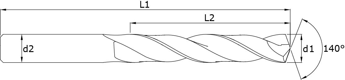 Solid carbide 5D drills